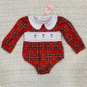 Baby Girls 6-12 Month Plaid Santa One Piece! NEW WITH TAG In Perfect Condition!